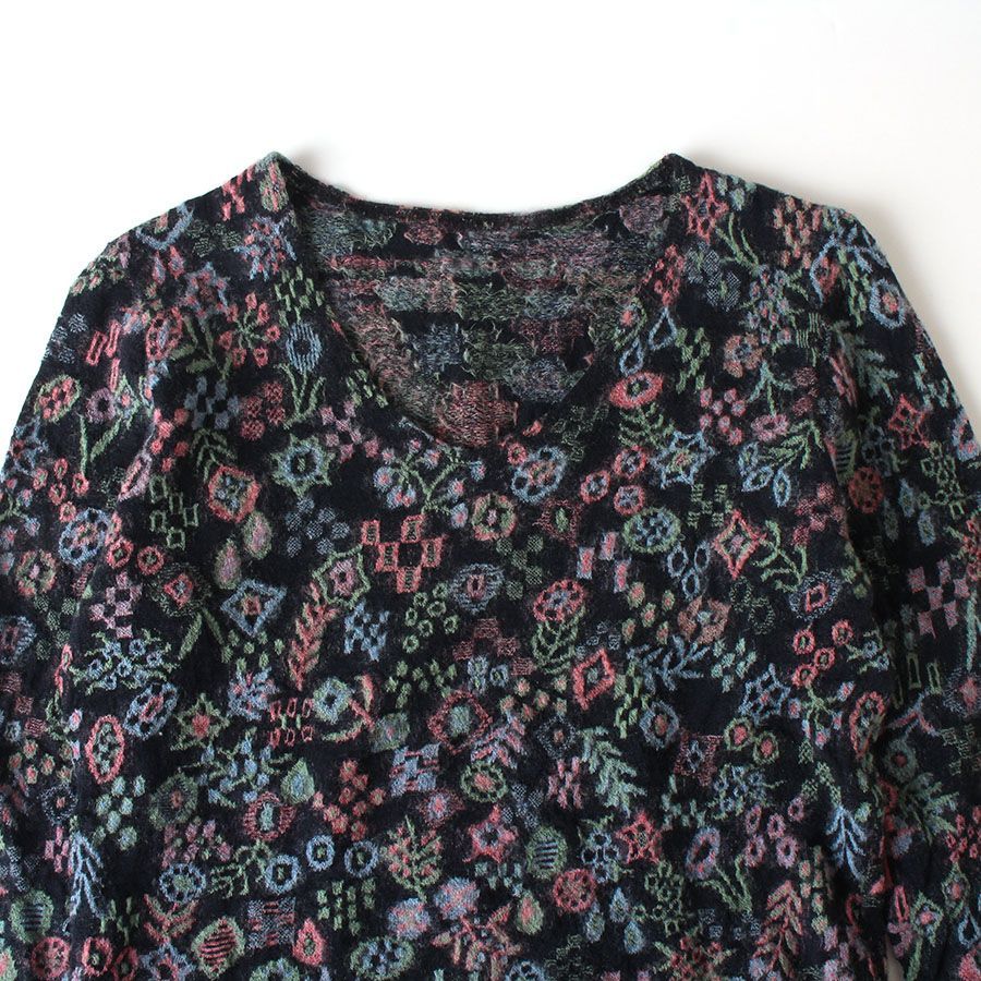 WA26162 Jurgen Lehl ヨーガンレール 総柄 長袖 カットソー ブラック