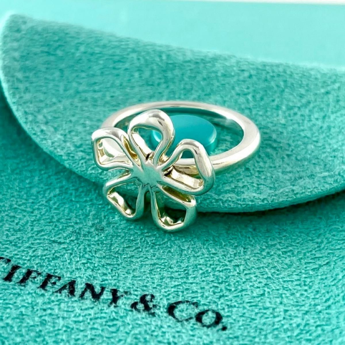 ティファニー 美品 12号 オープンフラワー リング シルバー YW2fe