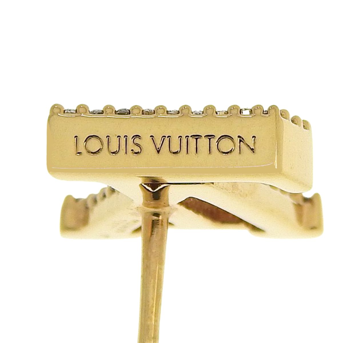ルイヴィトンピアス片耳用 ラインストーンゴールド LOUIS VUITTON LV