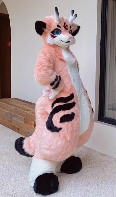 ☆着ぐるみ ケモノ体 フルスーツ セット NO.92 鹿 ピンク 全頭ヘッド