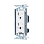 パナソニック 埋込アースターミナル付 接地ダブルコンセント ホワイト スクエアプレート付 セット