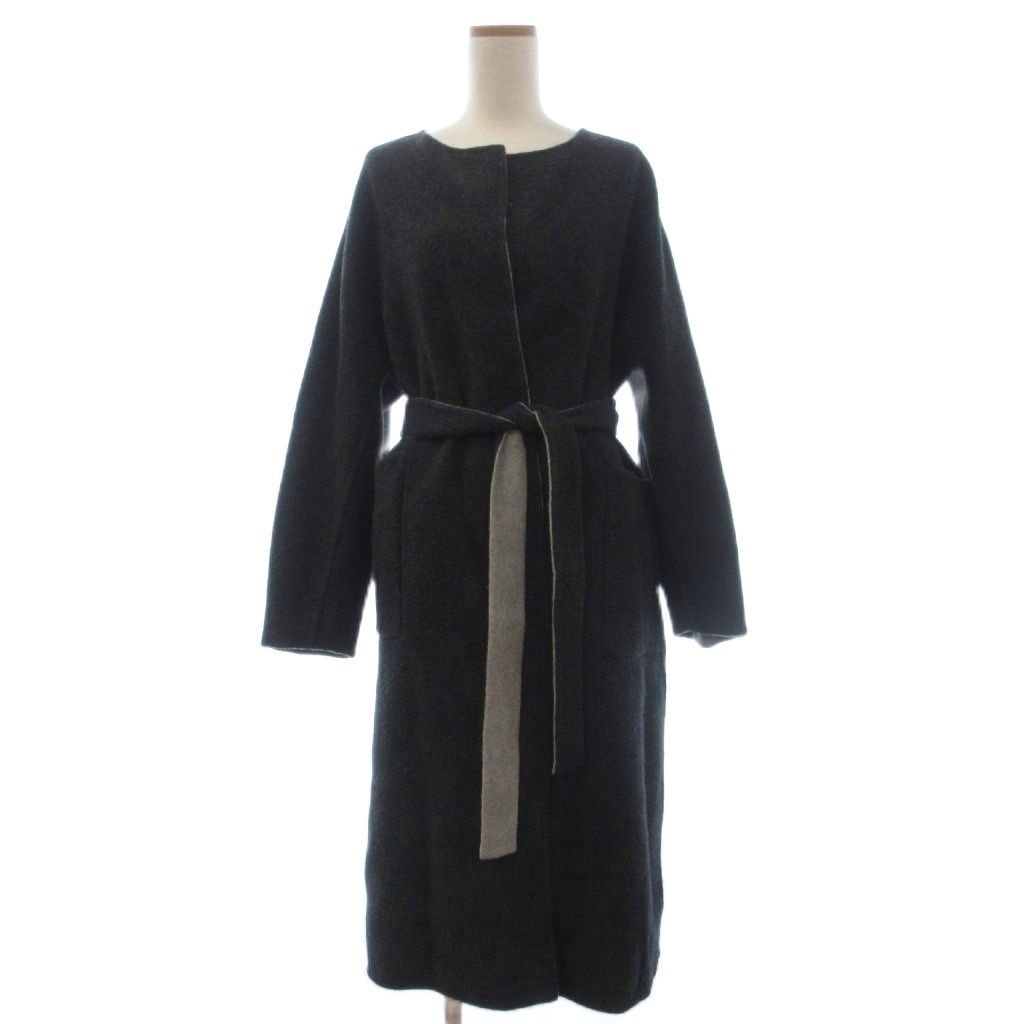 エブール ebure カシミヤ ベルテッドコート ロング リバーシブル  