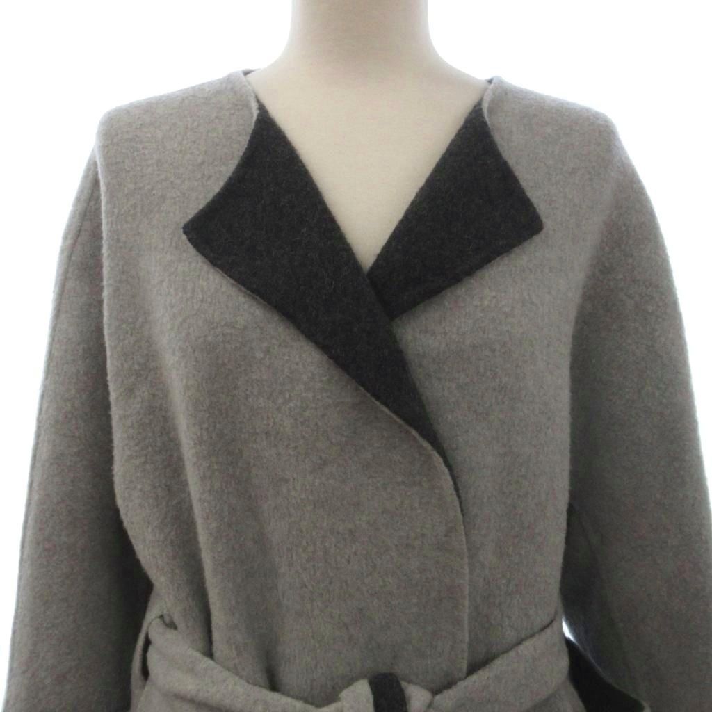 エブール ebure カシミヤ ベルテッドコート ロング リバーシブル  