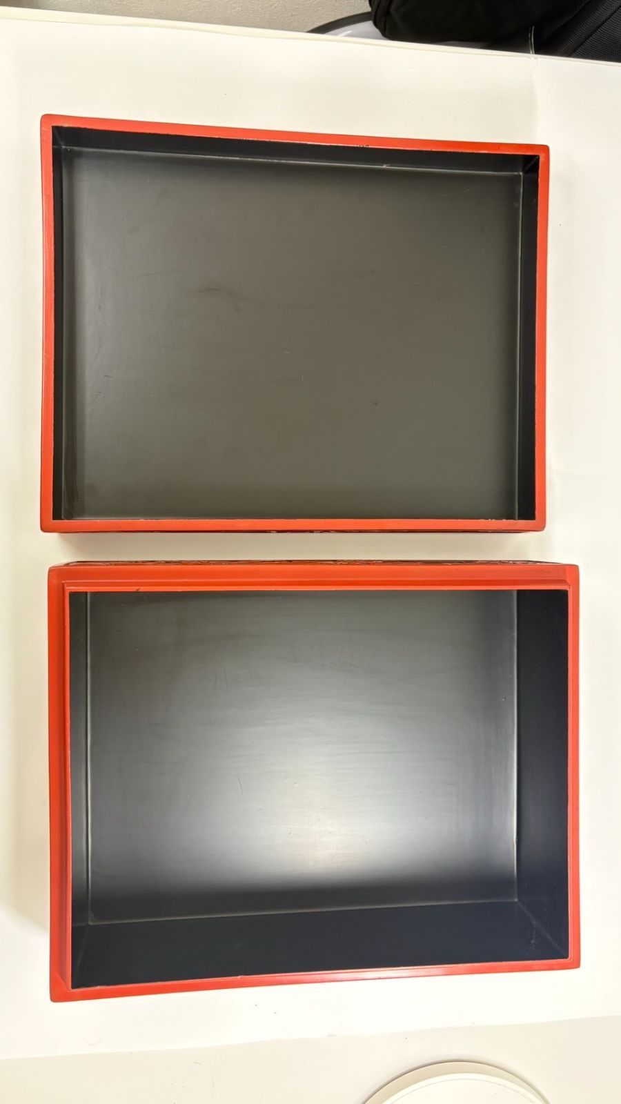 希少 堆朱 漆器 鳳凰 文箱 小物入れ 伝統工芸品 赤黒 小物入れ 藤井