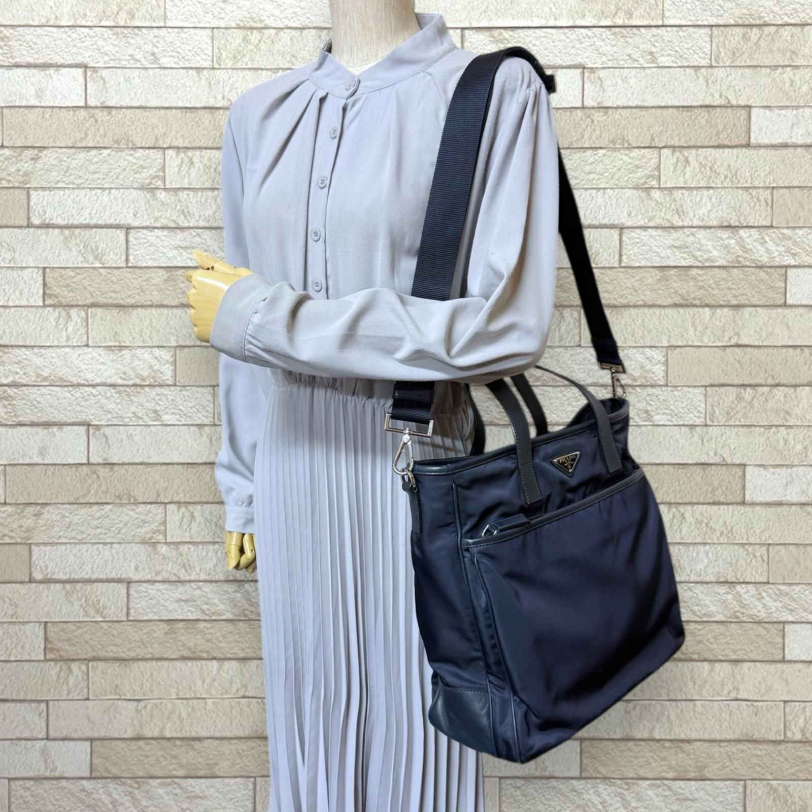 ショルダーバッグ ◇ PRADA プラダ ショルダーバッグ ナイロン×レザー 