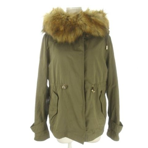 ZARA カーキ　ファー付きジャケット M ザラウーマン ZARA WOMAN モッズコート ジャケット XS 緑 グリーン