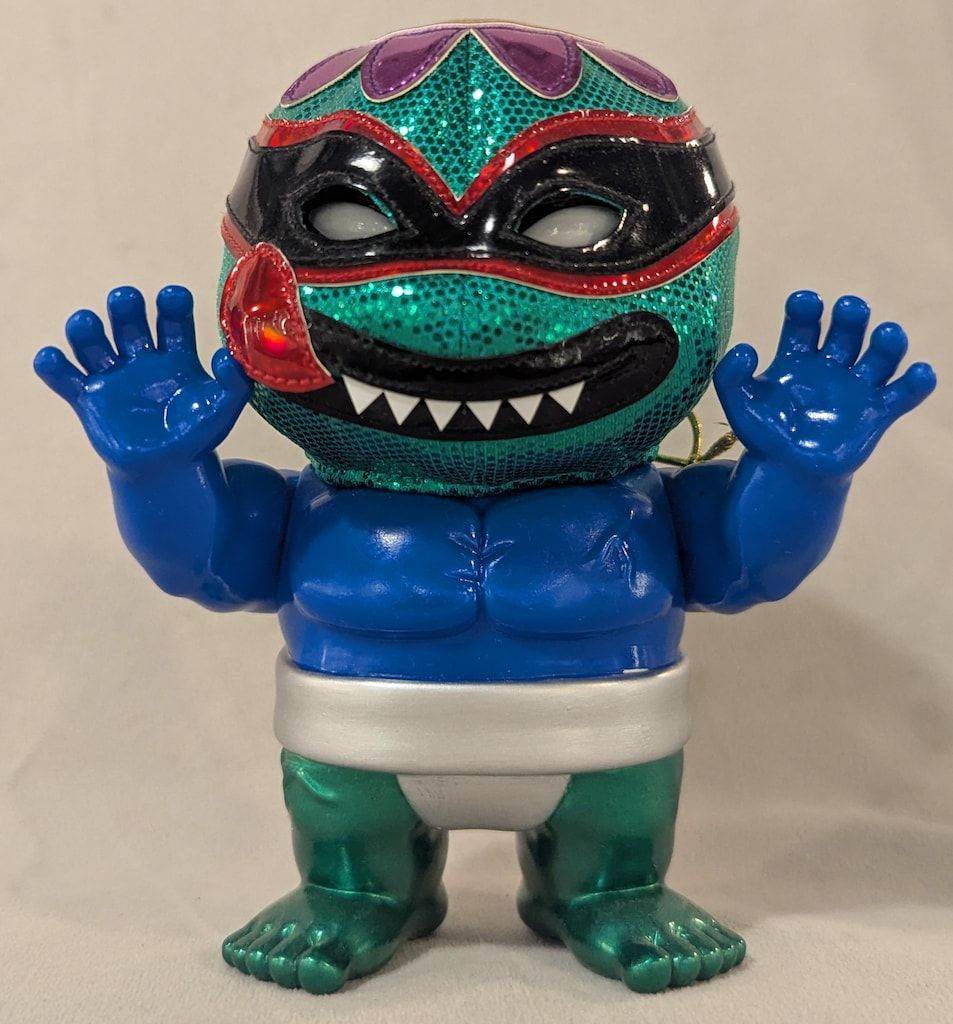 REALHEAD/ゴッコ堂 カッパ力士 中吉 ルチャマスク 青成型/銀ふんどし