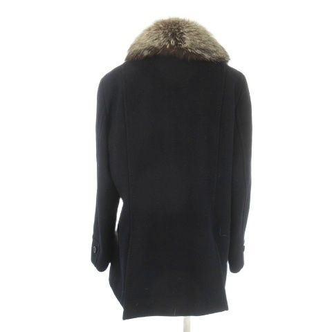 23区 オンワード樫山 Pコート ピーコート ミドル丈 ファー付き 46 紺