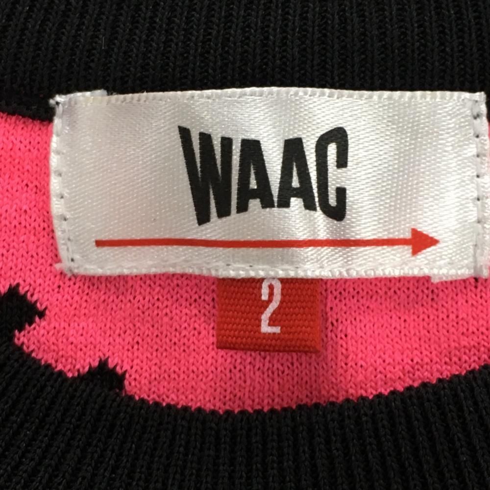 超美品】ワック セーター 黒×蛍光ピンク ドット 英字総柄 韓国モデル