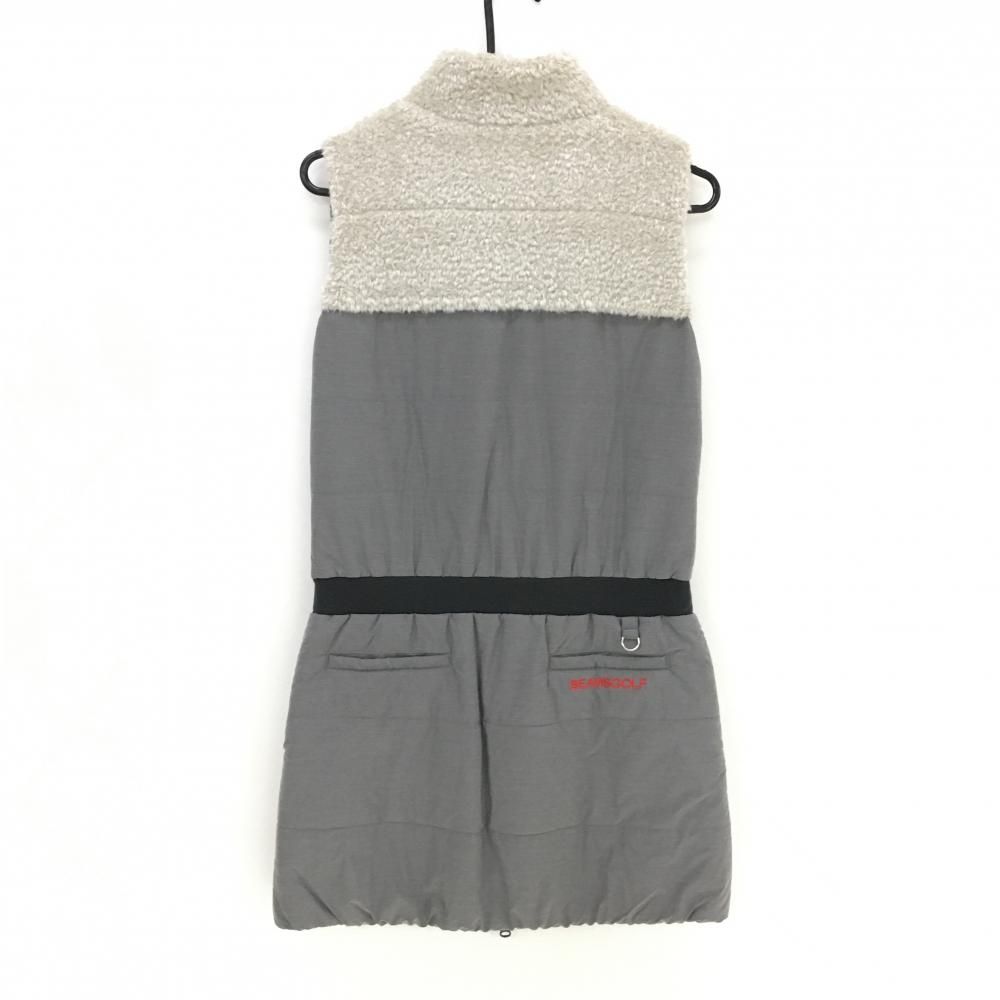 超美品】ビームスゴルフ 中綿ノースリーブワンピース グレー×ベージュ