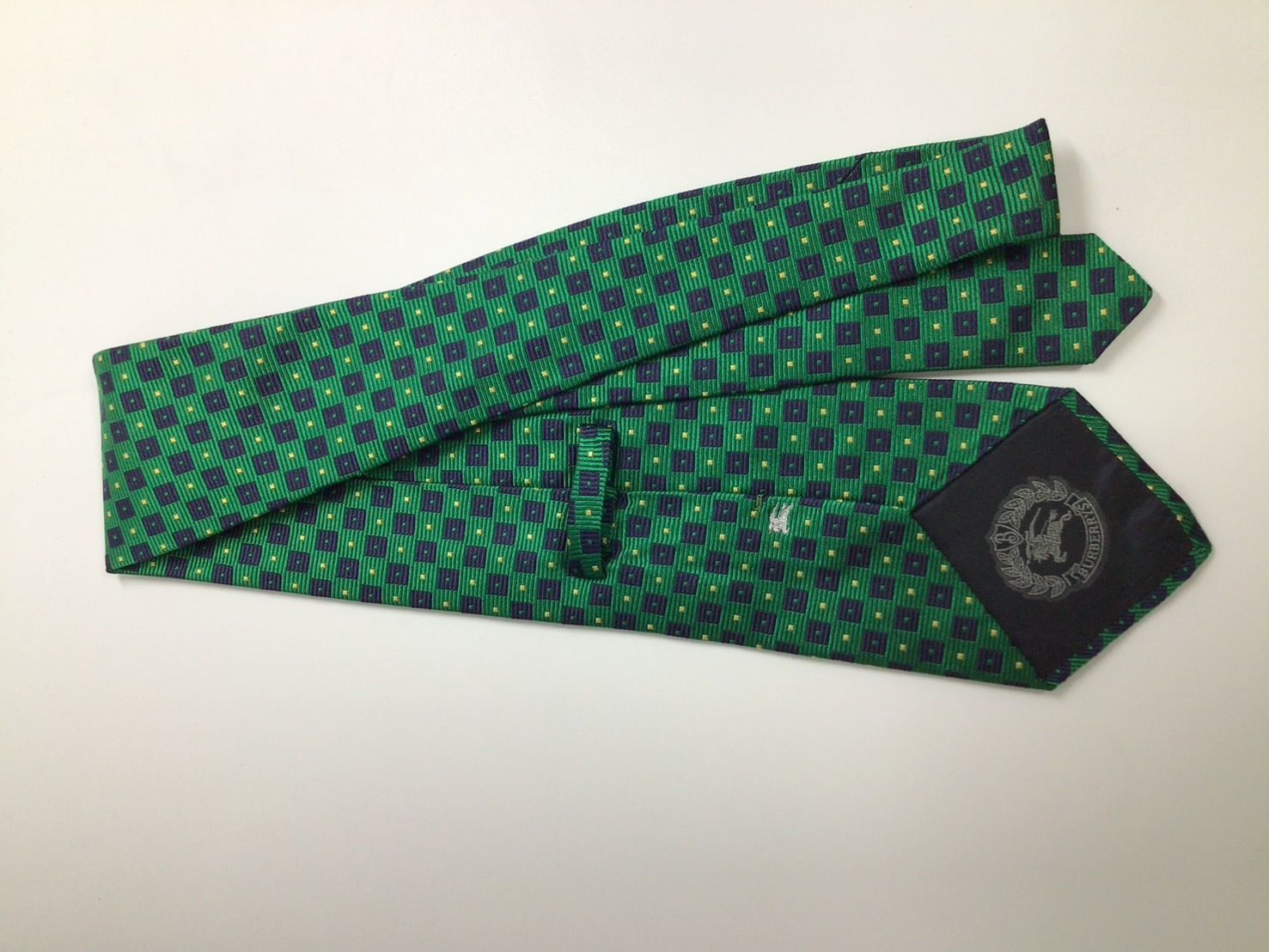 BURBERRY/バーバリー】ネクタイ グリーン スクエア柄 ホースロゴ