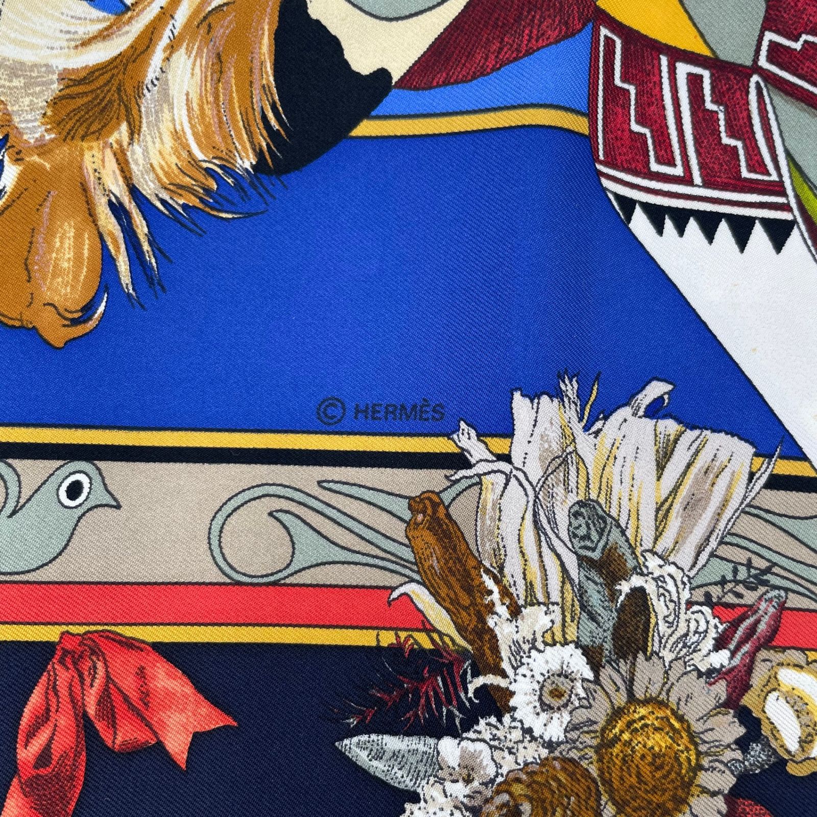 極美品 HMERES エルメス カレ90 Kachinas カチナ 民族 スカーフ