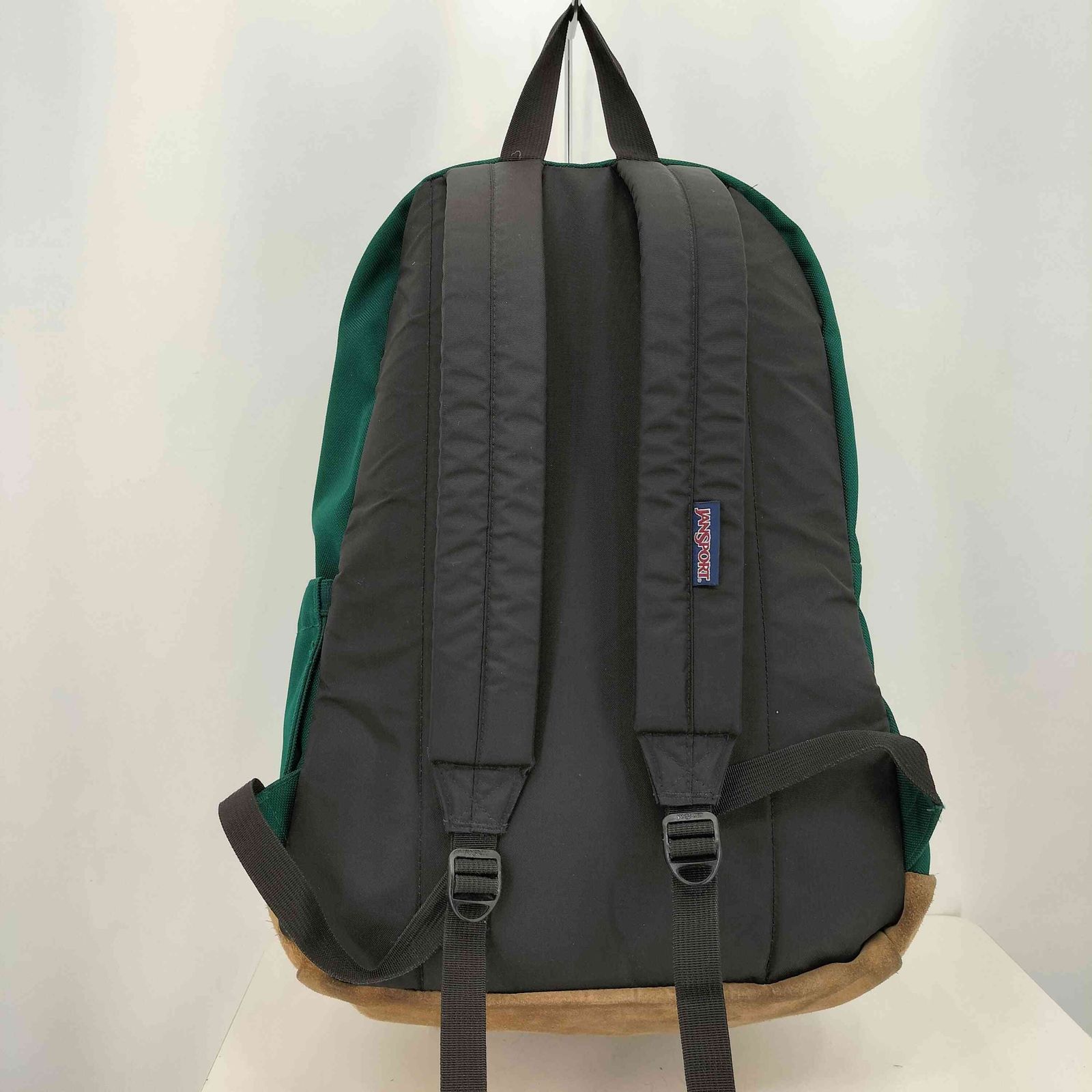 90s USA製 JANSPORTジャンスポーツ ボトムレザー リュックサック 黒☆A