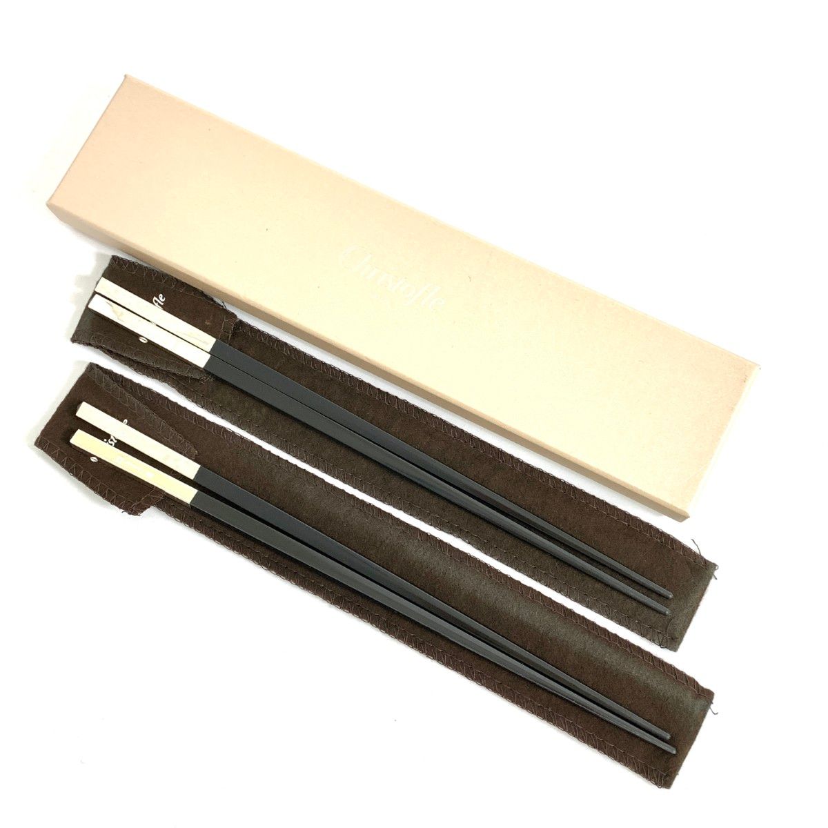 Christofle クリストフル 箸2客セット ブラック/シルバーカラー ユニ