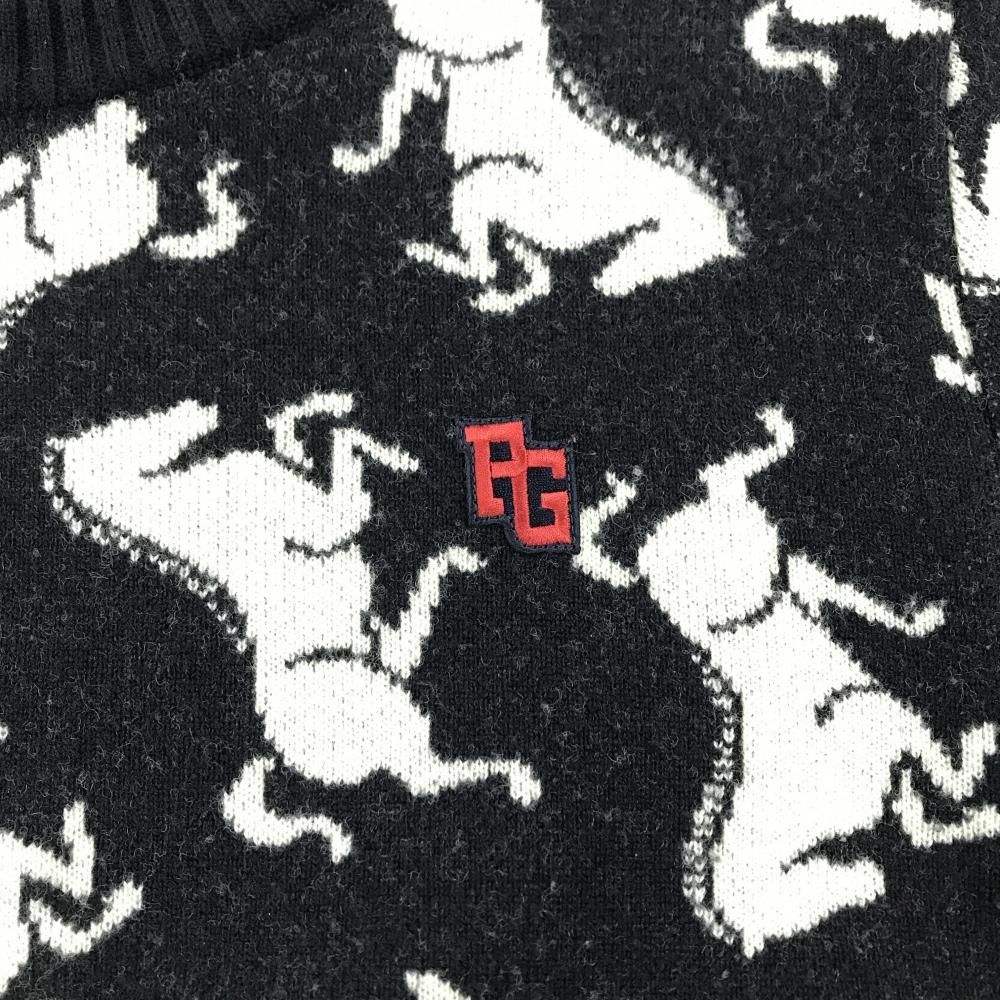 パーリーゲイツ セーター ネイビー×白 ポニー柄 ウール100％ ニット