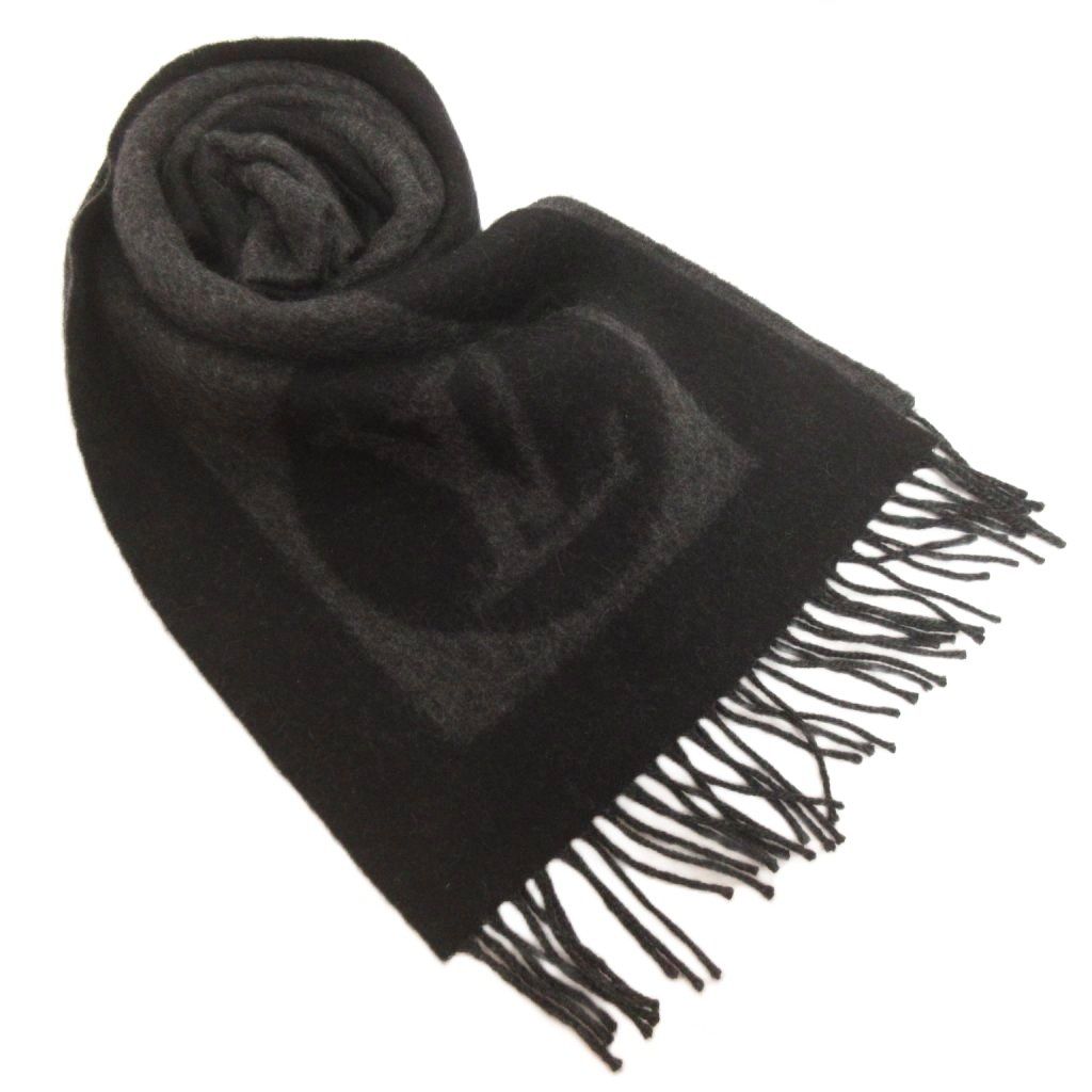 LOUIS VUITTON モノグラム　黒　ブラック マフラー 中古・古着通販】LOUIS VUITTON (ルイ ヴィトン) マフラー・モノグラム