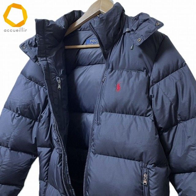 wxc ラルフローレン RalphLauren ダウンコート XS ネイビー 刺繍