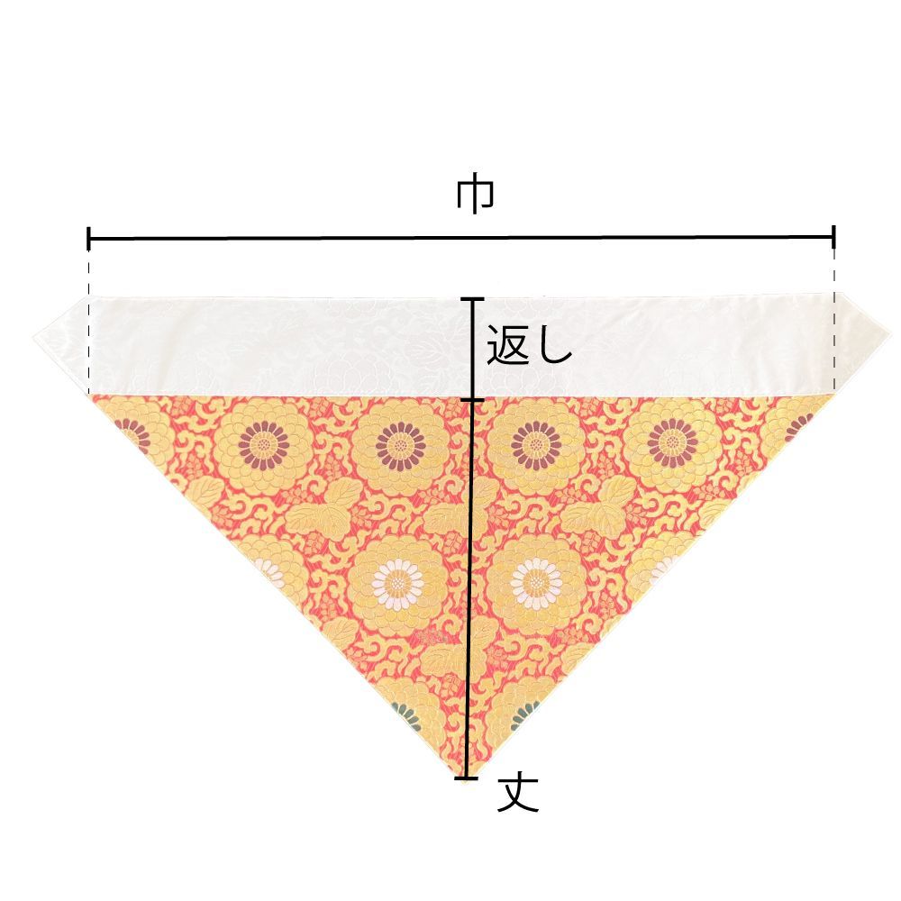 アウトレット】三角打敷 四丁金通 200代 紺色 八重菊 横幅63cm 内敷き