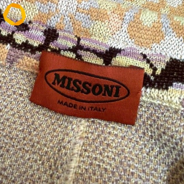 anc ミッソーニ MISSONI ジャケット 42 黄系 茶 マルチ ニット シルク