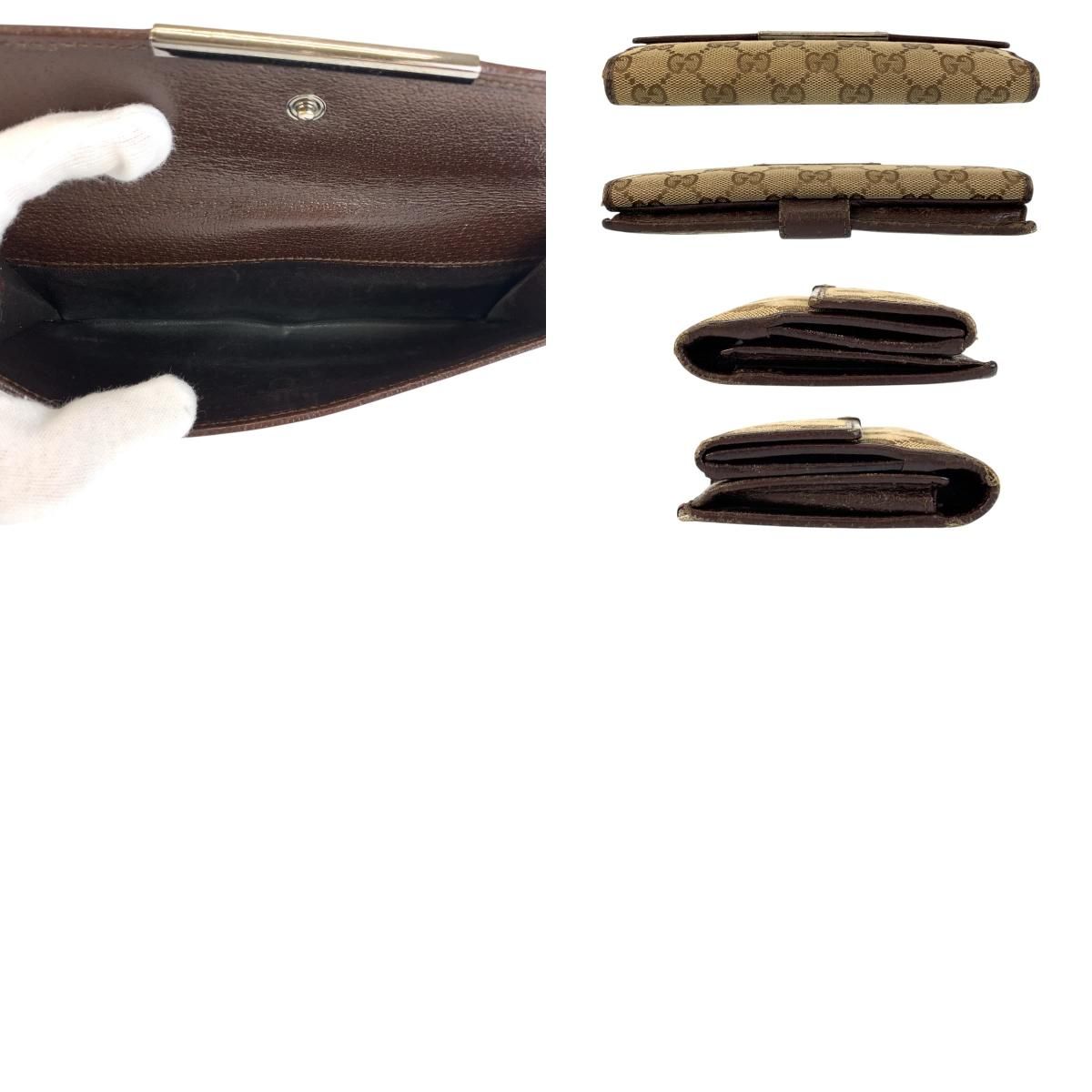 GUCCI グッチ ベージュ ブラウン シルバー金具 GGキャンバス/レザー