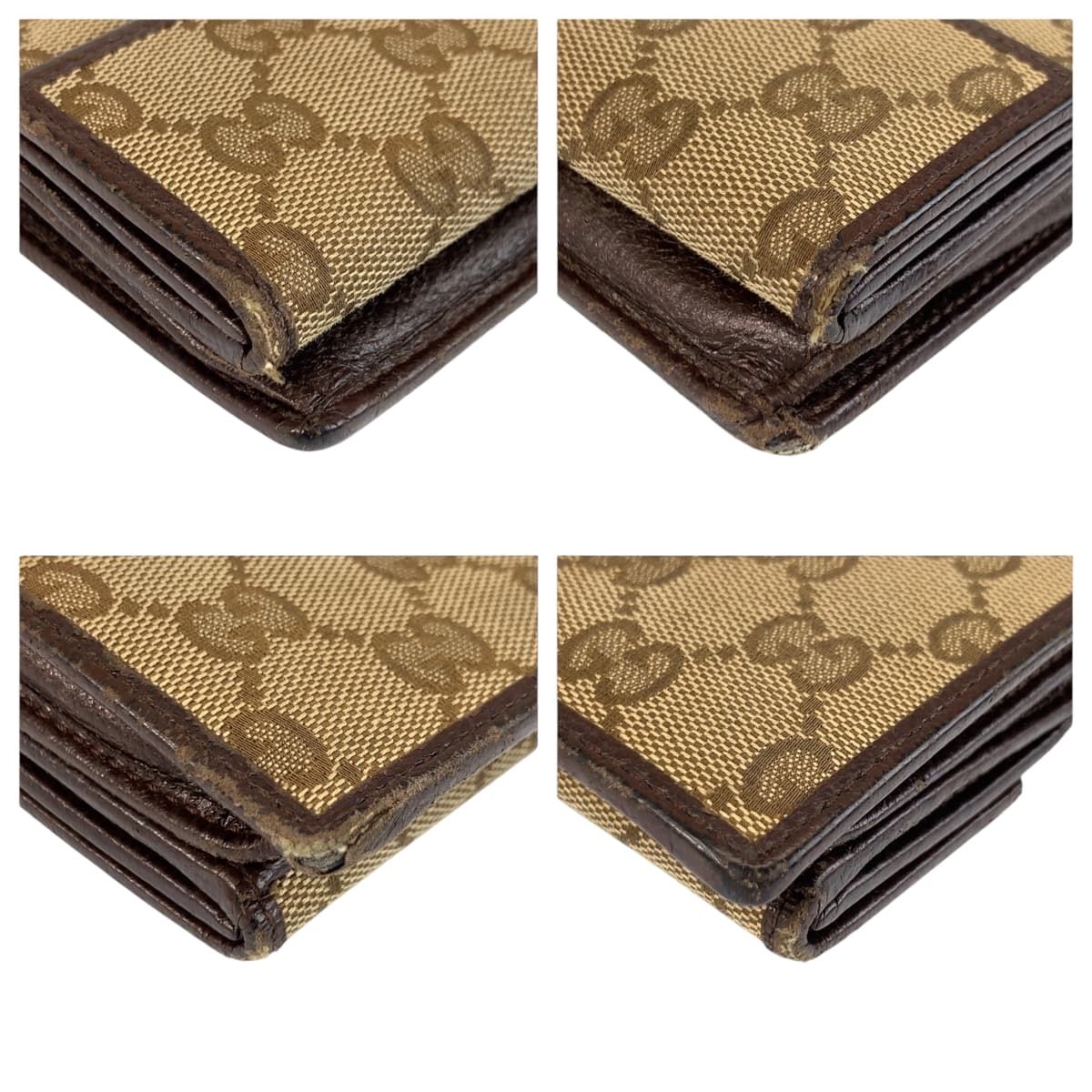 グッチ 長財布 折り財布 GGキャンバス ゴールド金具 ロゴ金具 大容量 茶色 美品 GUCCI グッチ 長財布 財布 GG キャンバス レザー ロゴ 金具