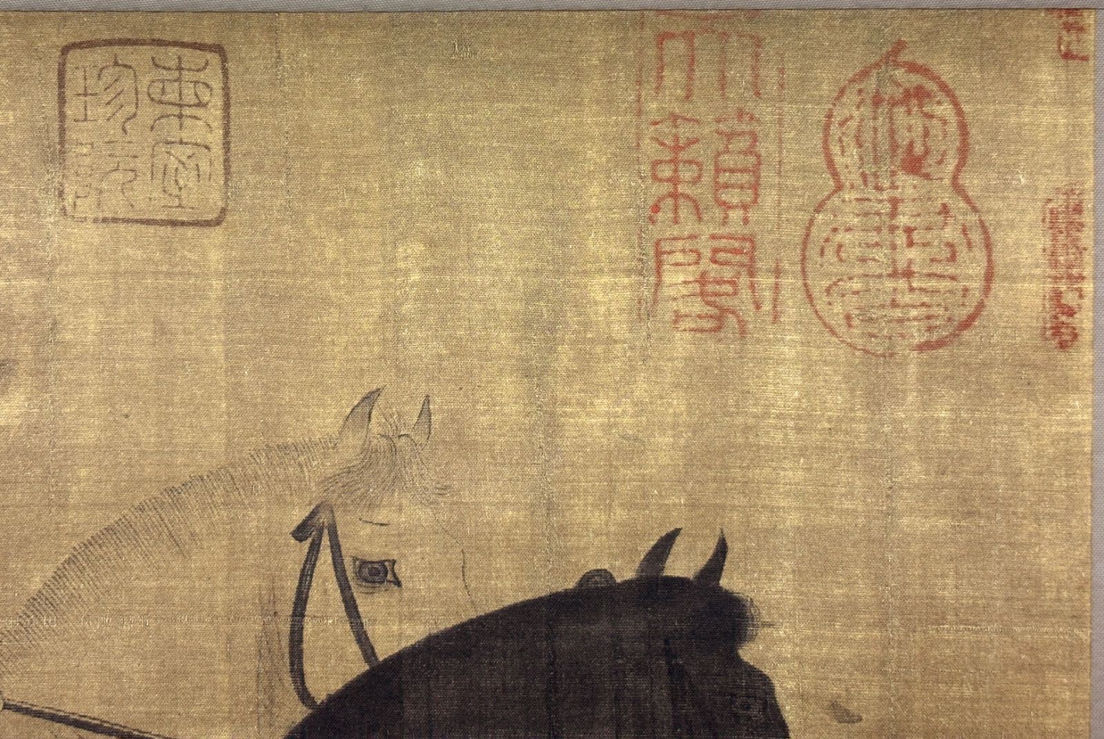 掛軸 M.73 韓幹 二玄社印製韓幹 牧馬図 落款印あり ＃茶掛＃古美術