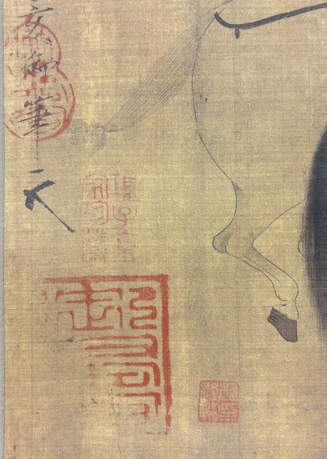 掛軸 M.73 韓幹 二玄社印製韓幹 牧馬図 落款印あり ＃茶掛＃古美術