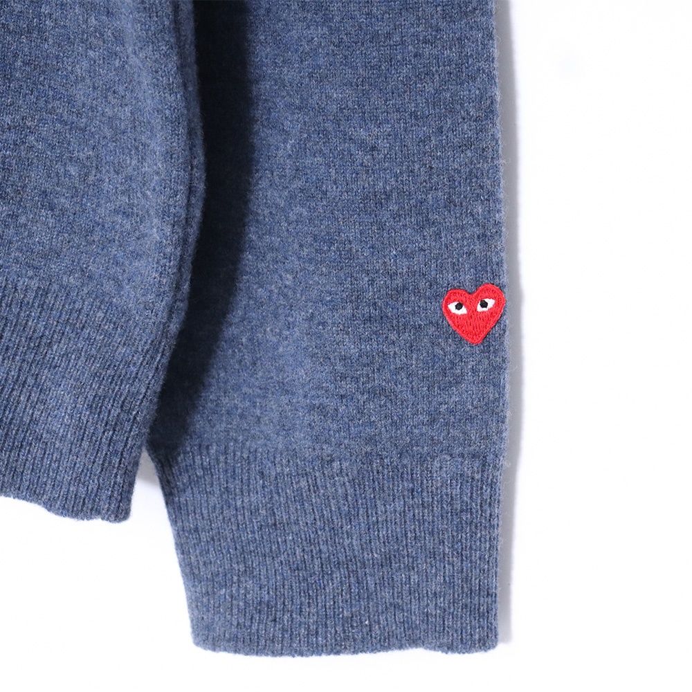 PLAY COMME DES GARCONS ラウンドネックカーディガン ハートロゴ XL