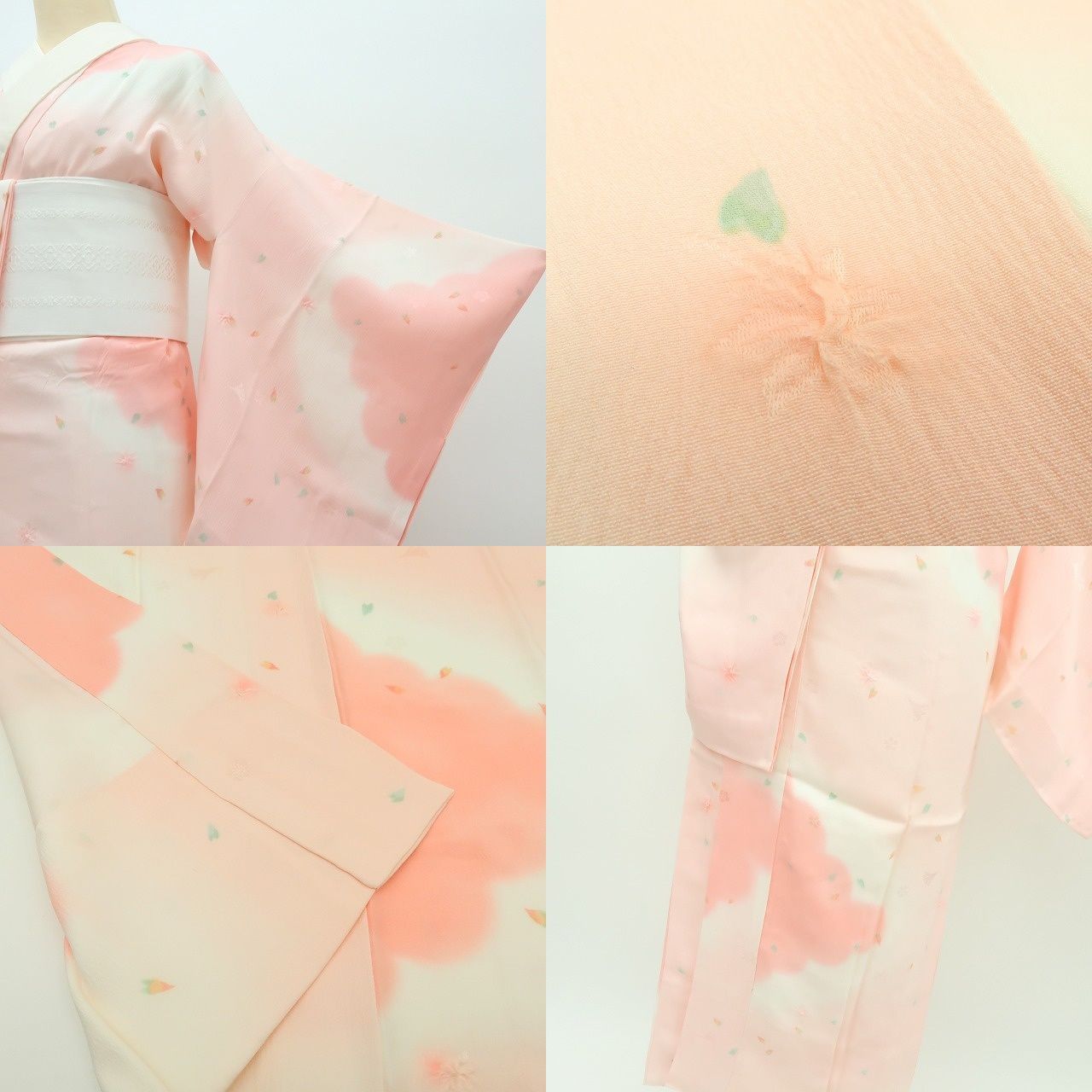 百華❀Y4473◇新品 袷 正絹 絞り 仕付け糸・半襟付 手縫い仕立て 桜