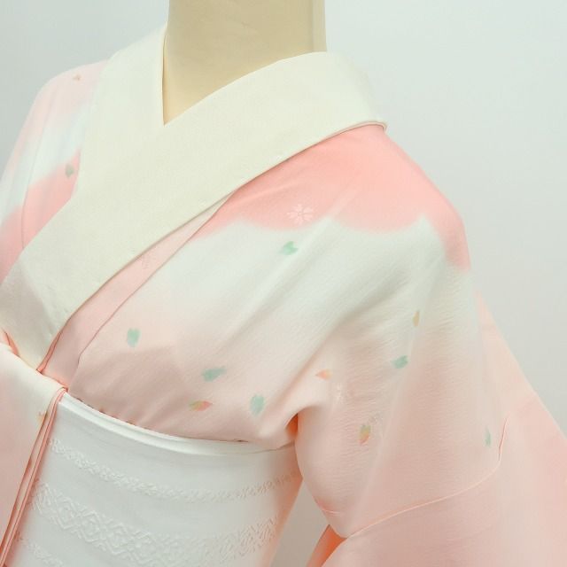 百華❀Y4473◇新品 袷 正絹 絞り 仕付け糸・半襟付 手縫い仕立て 桜