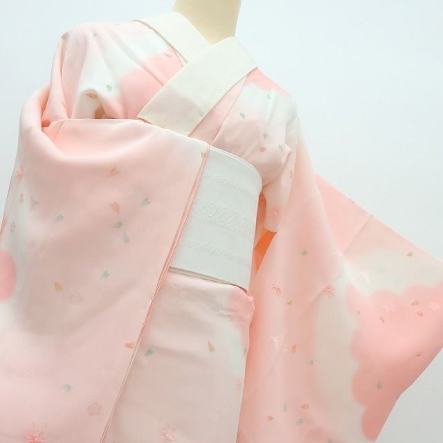 Y2401◇新品 袷 正絹 半襟・仕付け糸付 手縫い 桜 市松 長襦袢 着物 百華❀Y4473◇新品 袷 正絹 絞り 仕付け糸・半襟付 手縫い仕立て 桜