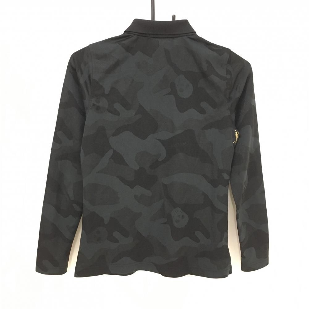 美品✨マークアンドロナ　長袖ポロシャツ　ゴルフウェア　ブラック　Lサイズ　スカル マークアンドロナ 長袖ポロシャツ 黒 迷彩 カモフラ スカル レディース