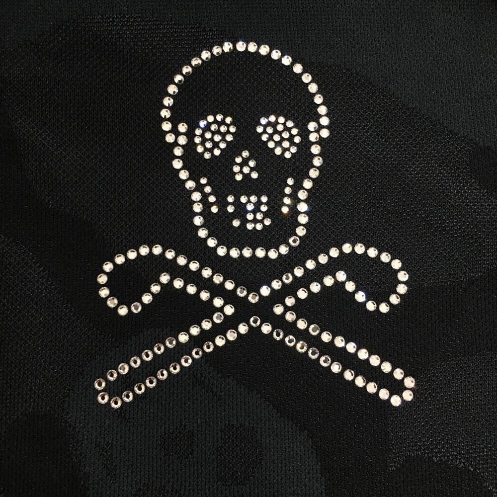 マークアンドロナ 長袖ポロシャツ 黒 迷彩 カモフラ スカル レディース