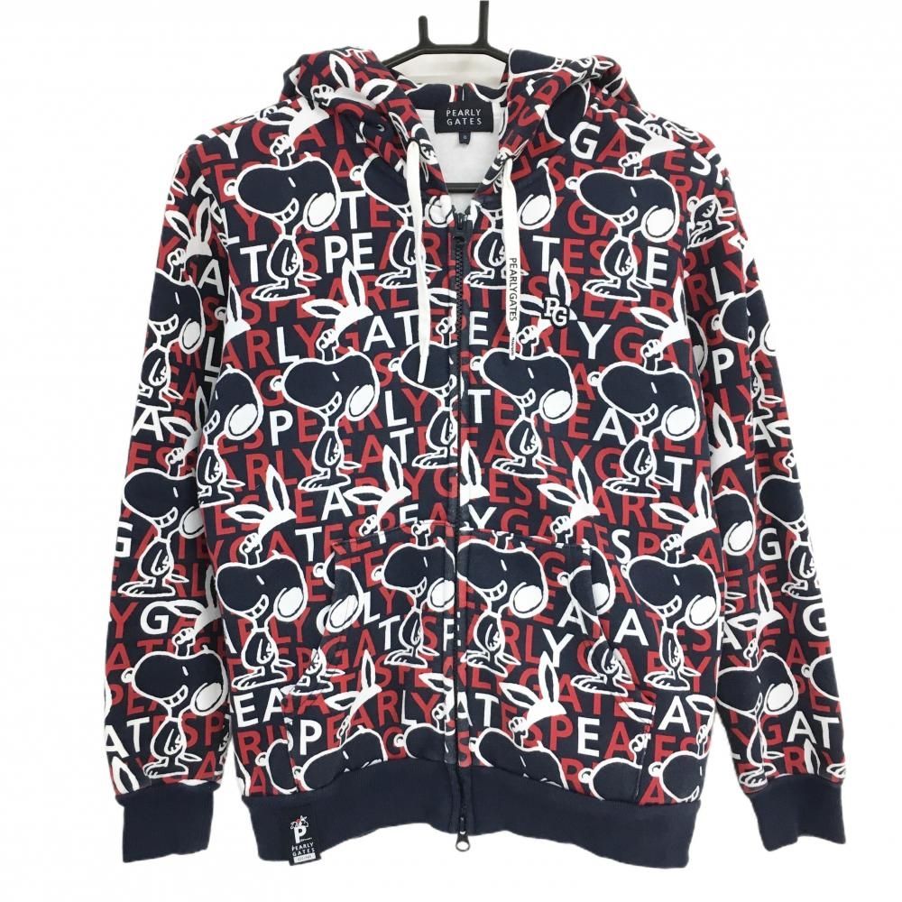 パーリーゲイツ×PEANUTS ジャケット ネイビー×レッド スヌーピー総柄
