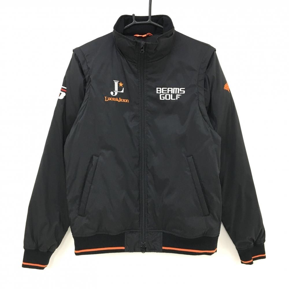 美品】ビームスゴルフ 2WAY中綿ジャケット 黒×白 ブルゾン 袖着脱可 