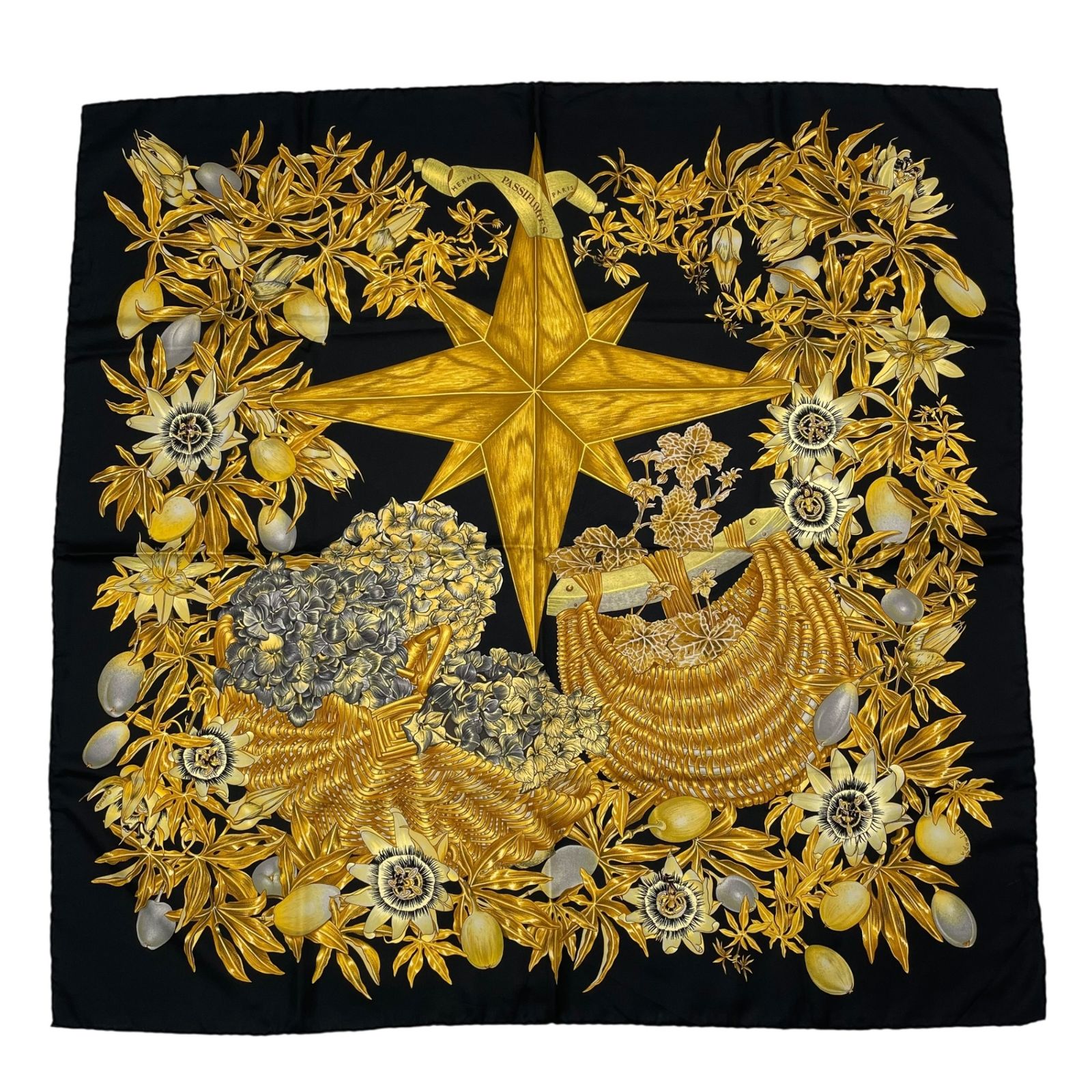 極美品 HERMES エルメス カレ90 PASSIFLORES パッションフラワー