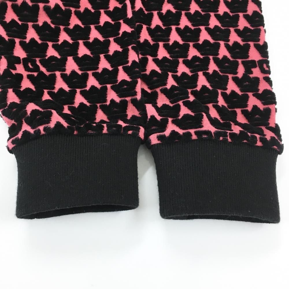 美品】パーリーゲイツ ジャケット ピンク×黒 総柄 表微起毛 韓国モデル