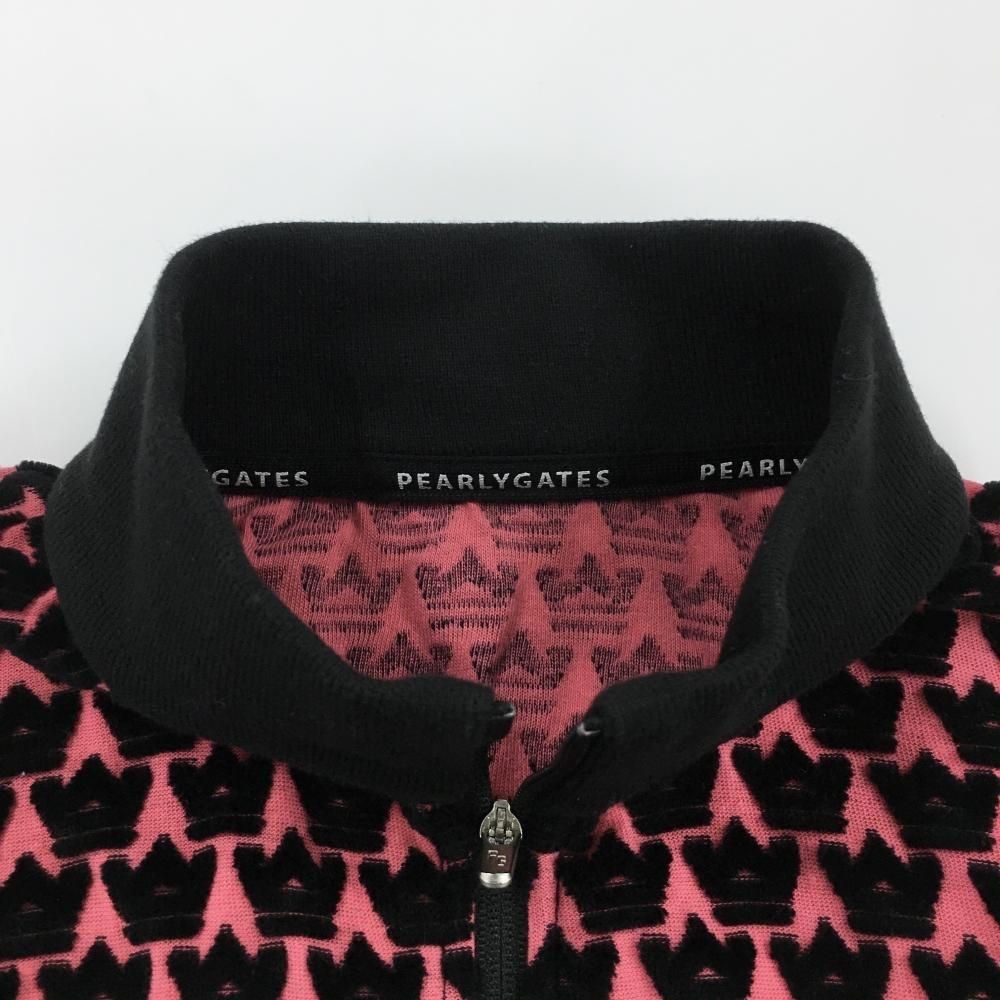 美品】パーリーゲイツ ジャケット ピンク×黒 総柄 表微起毛 韓国モデル