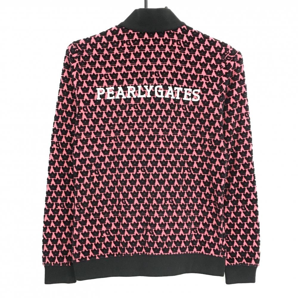 美品】パーリーゲイツ ジャケット ピンク×黒 総柄 表微起毛 韓国モデル