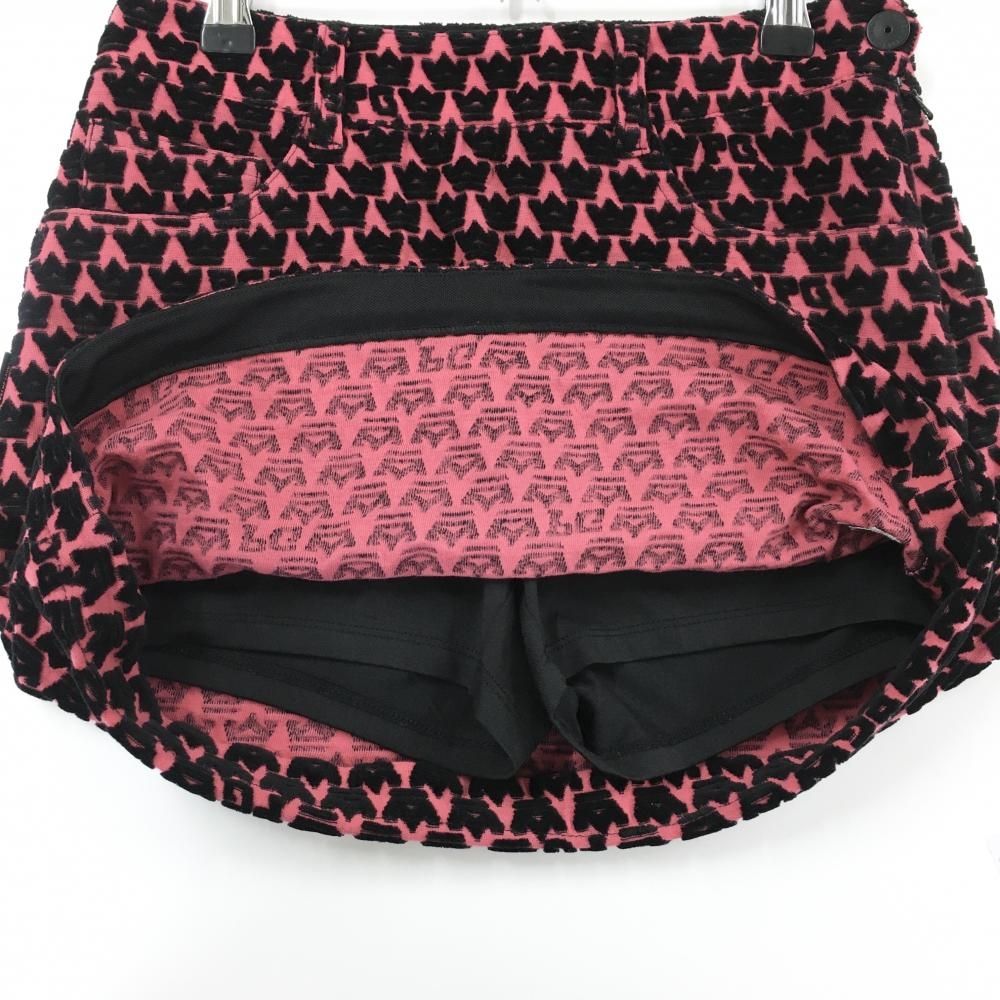 超美品】パーリーゲイツ スカート ピンク×黒 総柄 表微起毛 韓国モデル