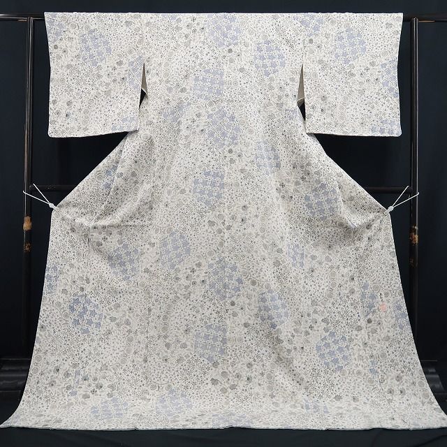 ❁tomihisa❁新品 京友禅 前田仁仙 落款 更紗 着物 正絹 仕付け糸付