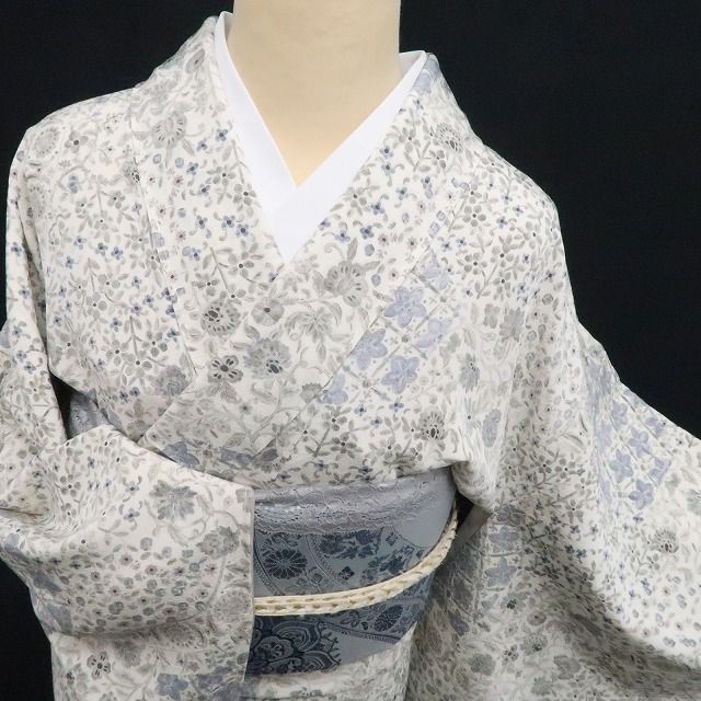 ❁tomihisa❁新品 京友禅 前田仁仙 落款 更紗 着物 正絹 仕付け糸付