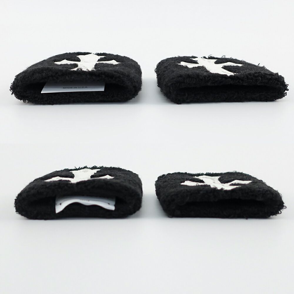 天白】クロムハーツ リストバンド クロスパッチ ブラック×ホワイト 黒