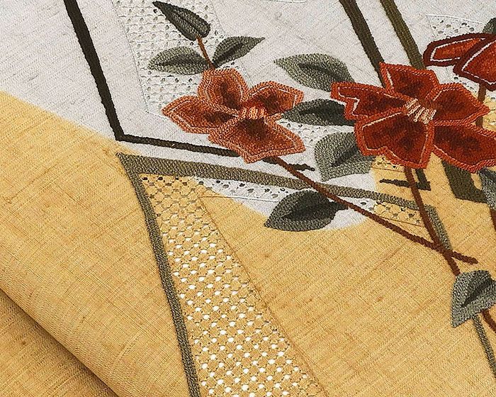 名古屋帯 未使用 正絹 椿 菱 相良 汕頭 紬 未着用 新古品 九寸