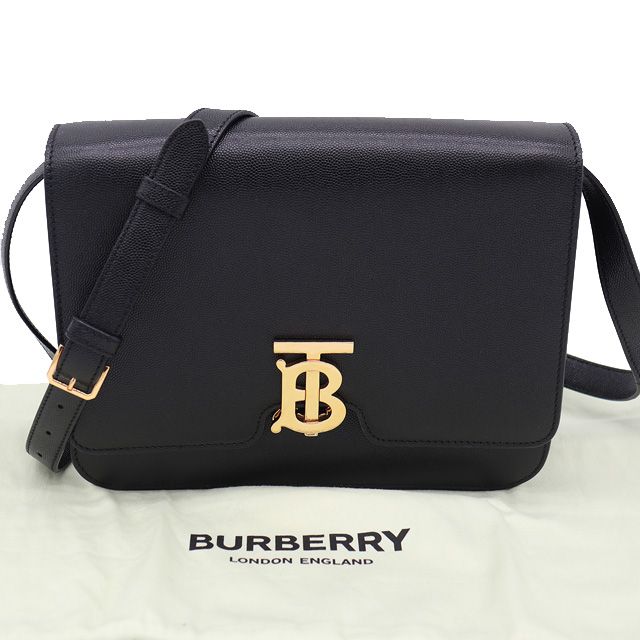 美品）バーバリー BURBERRY TB ロゴ プレート ショルダーバッグ レザー