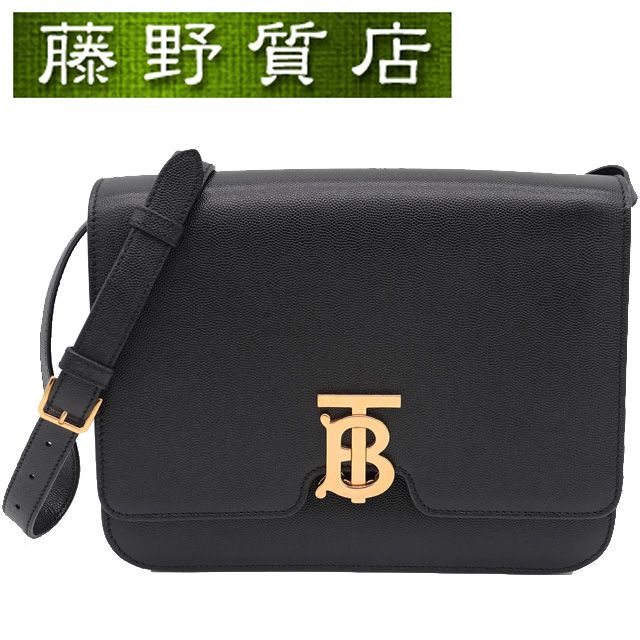 美品）バーバリー BURBERRY TB ロゴ プレート ショルダーバッグ レザー
