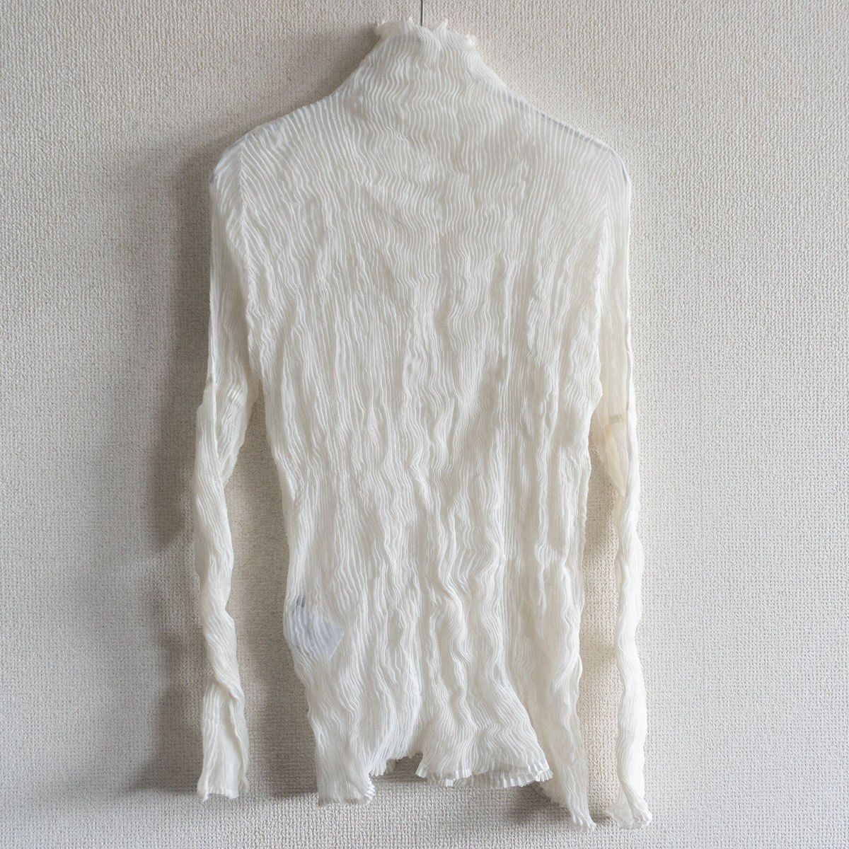 美品】 ISSEY MIYAKE 【しわプリーツ ブラウス】M ホワイト イッセイ