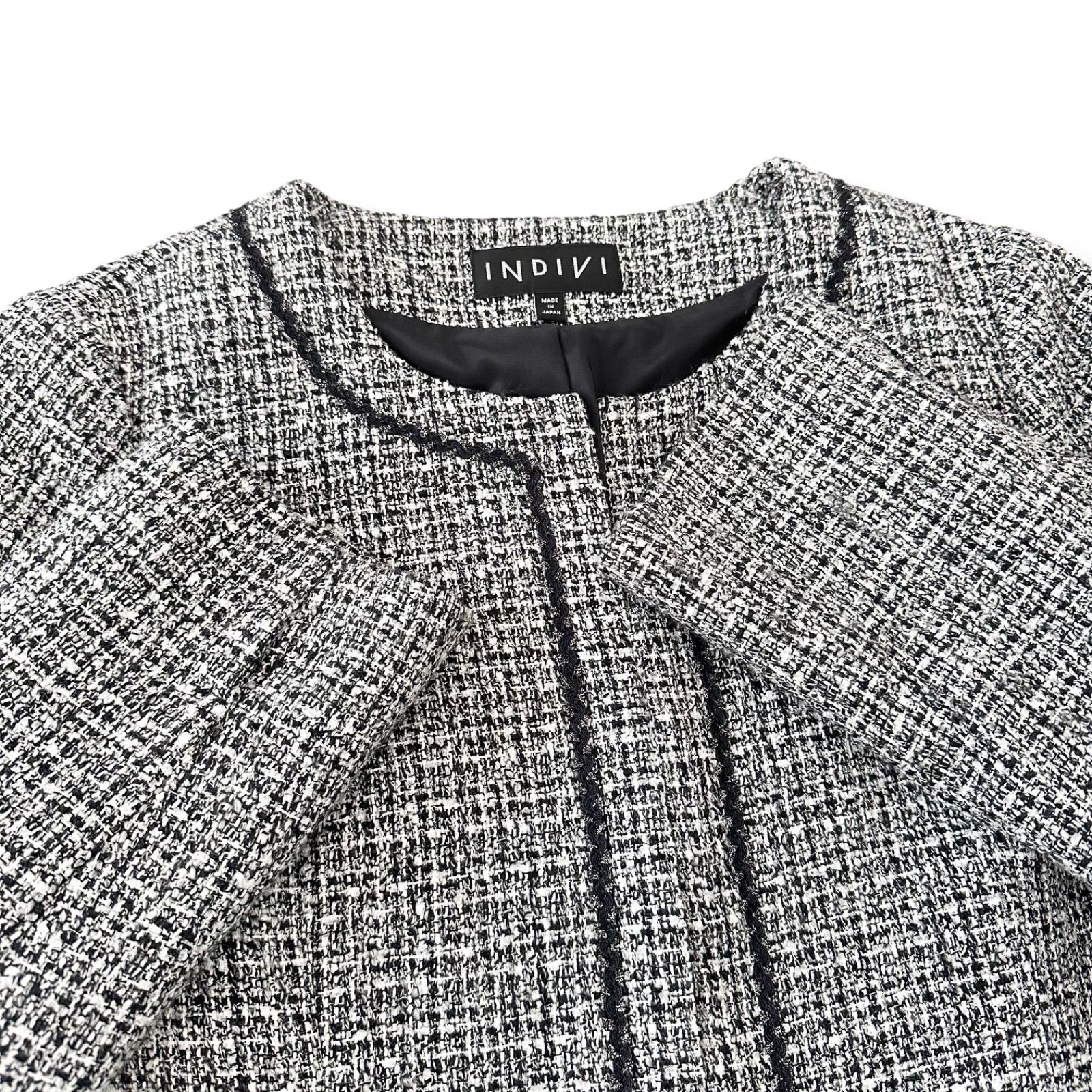 INDIVI ネオブライト ツイード セットアップ ジャケット 38 M スカート