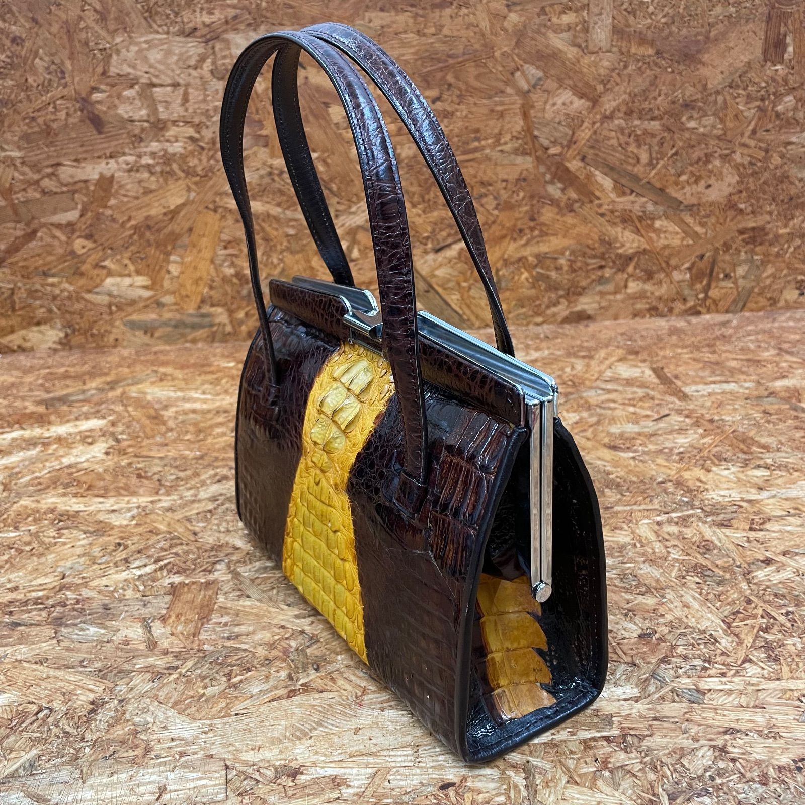 クロコダイル エキゾチックレザー ハンドバッグ 本革 鞄 カバン ワニ革