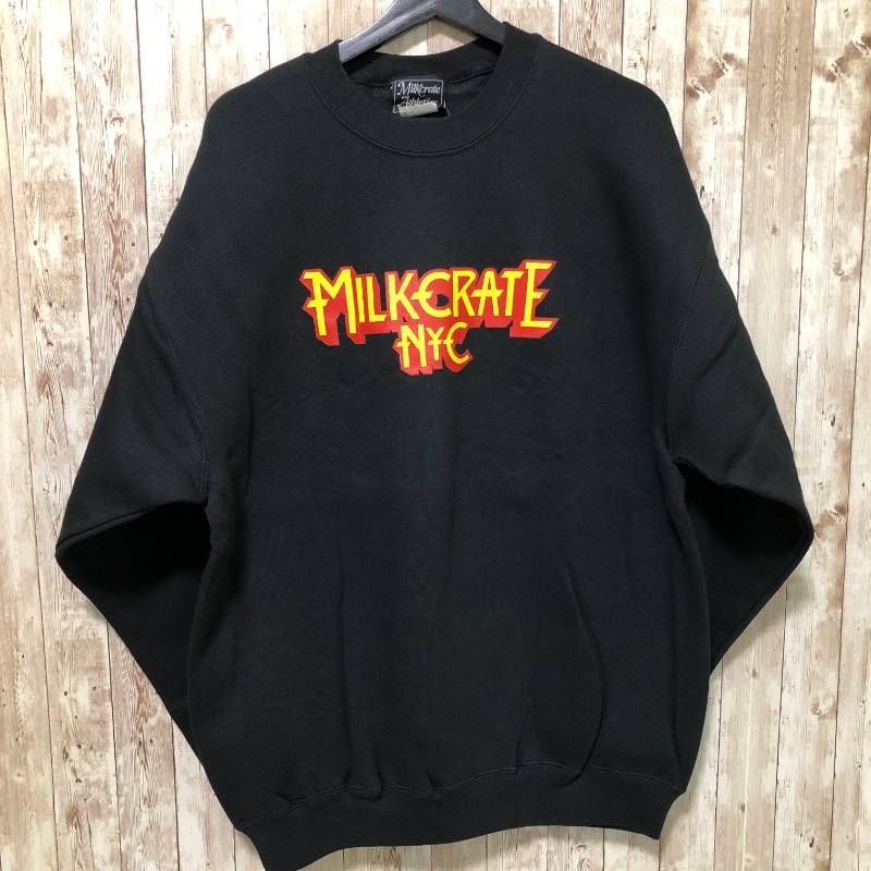 タ デッドストック Milkcrate Athletics(ミルククレート・アスレチックス) 裏起毛 トレーナー スウェットシャツ ブラック L・XL